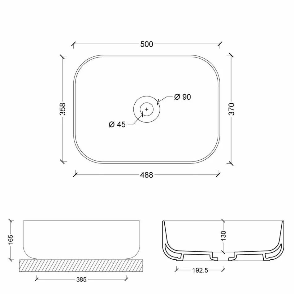 Lavabo sobre encimera moderno en cerámica blanca o de color Star 50x37 cm Viadurini