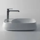 Lavabo sobre encimera de cerámica moderno L 60 cm hecho en Italia, Gaiola Viadurini