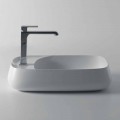 Lavabo sobre encimera de cerámica moderno L 60 cm hecho en Italia, Gaiola