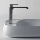 Lavabo sobre encimera de cerámica moderno L 60 cm hecho en Italia, Gaiola Viadurini