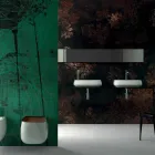 Lavabo sobre encimera de cerámica moderno L 60 cm hecho en Italia, Gaiola Viadurini