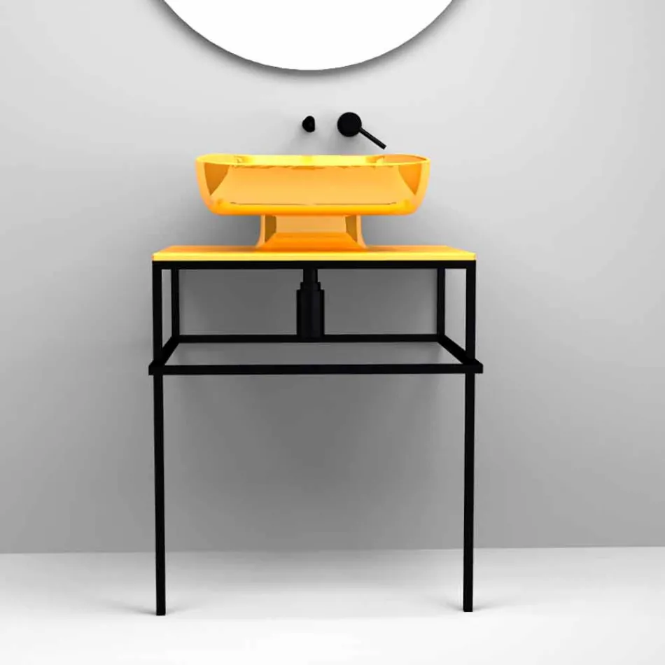 Lavabo sobre encimera de cerámica moderno hecho en Italia, Reale Viadurini