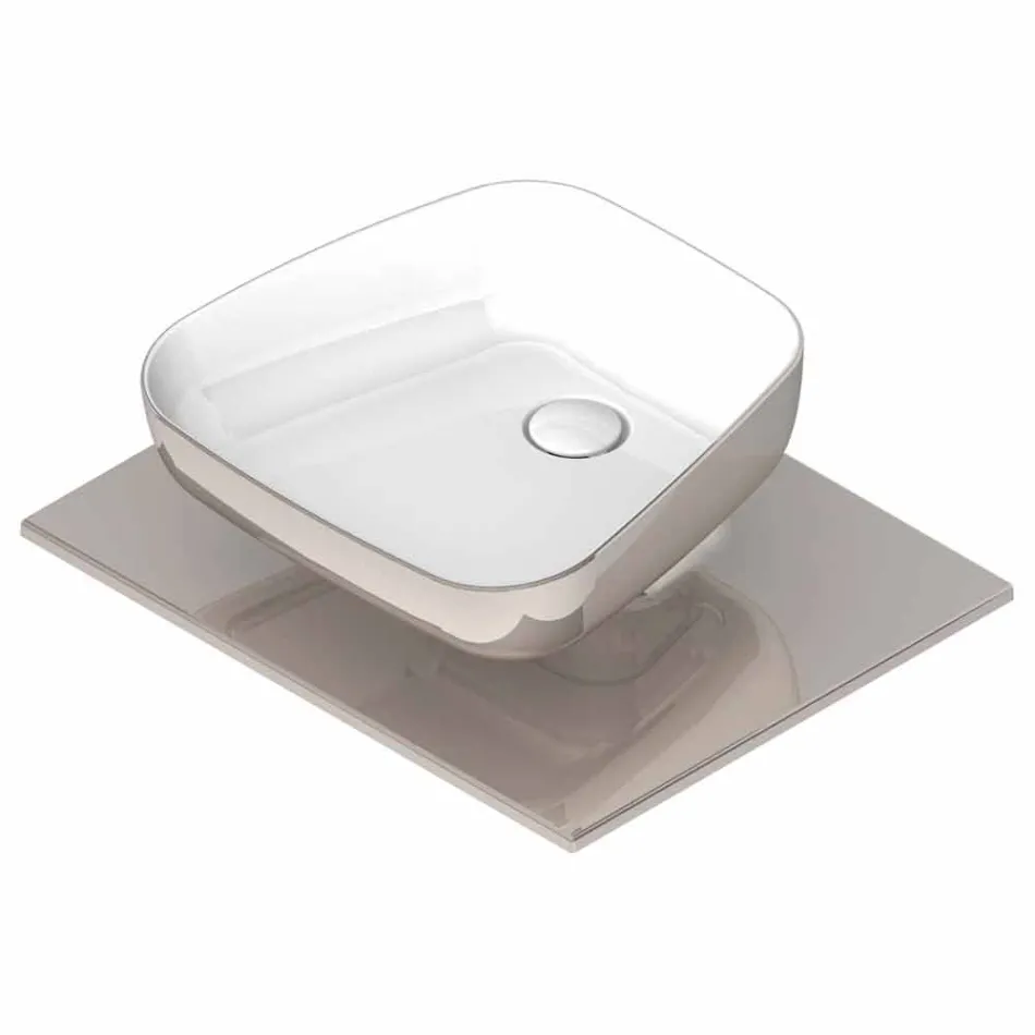 Lavabo sobre encimera de cerámica moderno hecho en Italia, Reale Viadurini