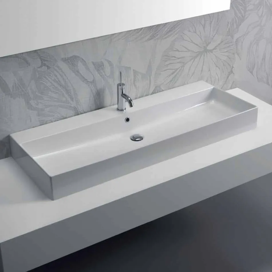 Lavabo sobre encimera o pared de diseño en cerámica de colores Leivi Viadurini