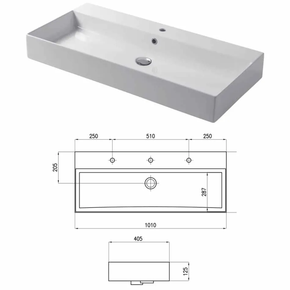 Lavabo sobre encimera o pared de diseño en cerámica de colores Leivi Viadurini