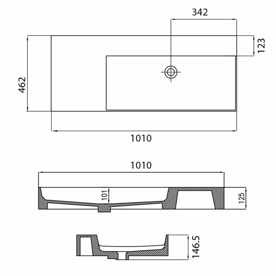 Lavabo sobre encimera o sobre orificio con orificio único en Leivi Ceramic Viadurini