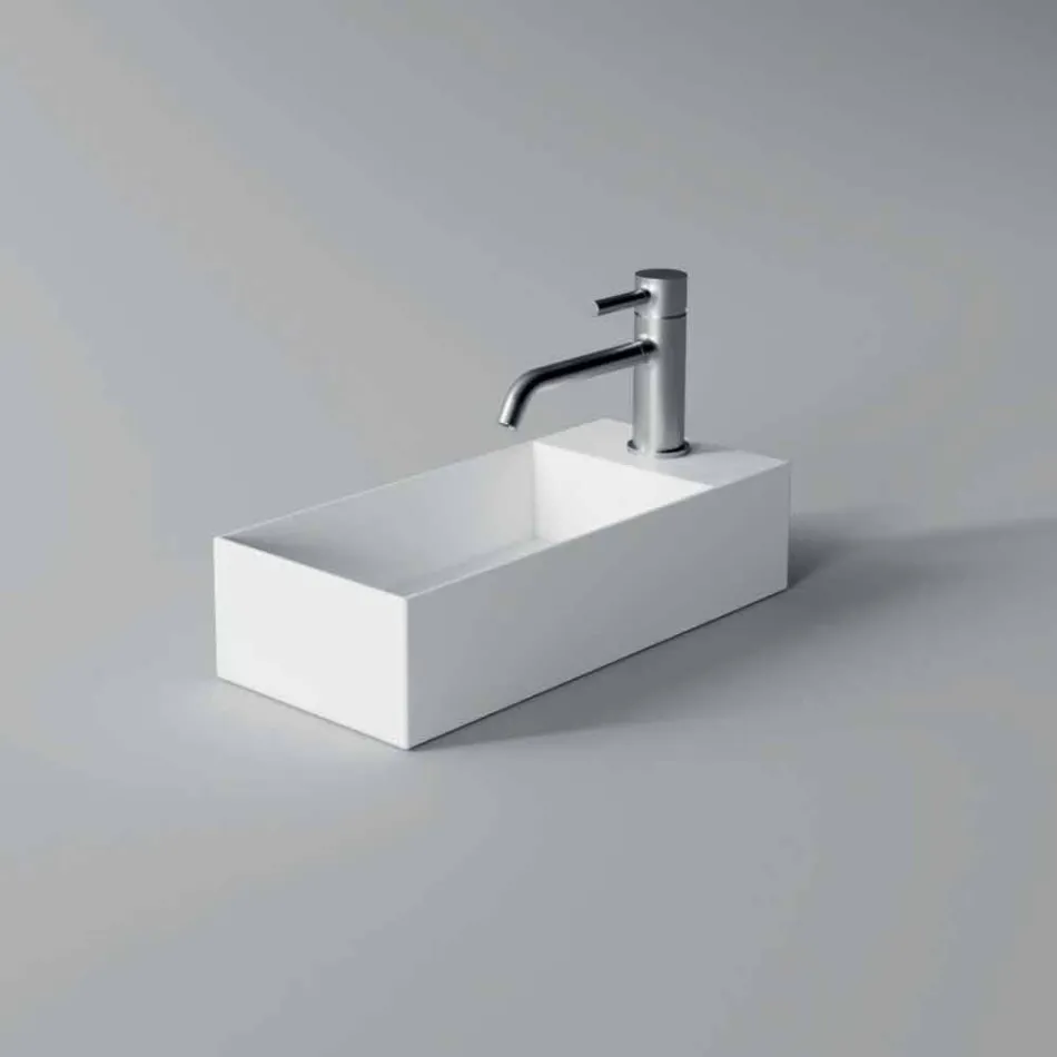 Lavabo rectangular sobre encimera de cerámica Made in Italy - Act Viadurini