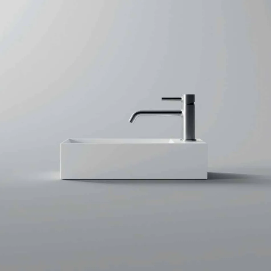 Lavabo rectangular sobre encimera de cerámica Made in Italy - Act Viadurini