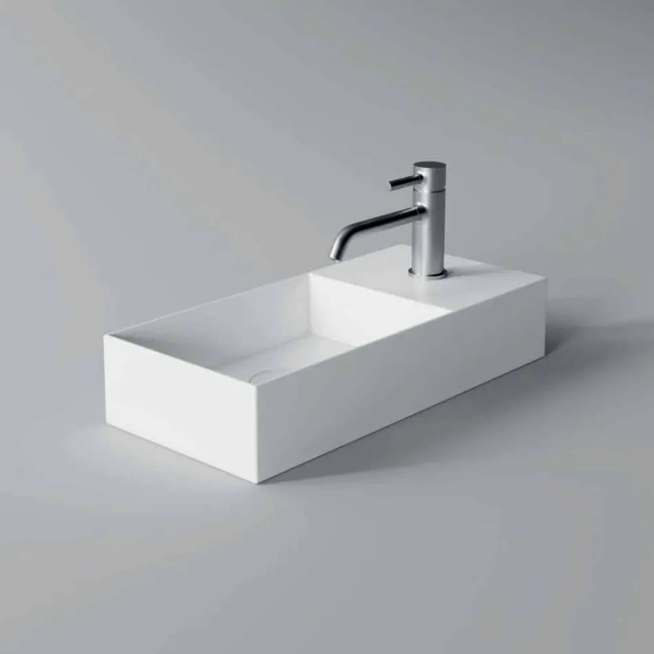 Lavabo rectangular sobre encimera de cerámica Made in Italy - Act Viadurini