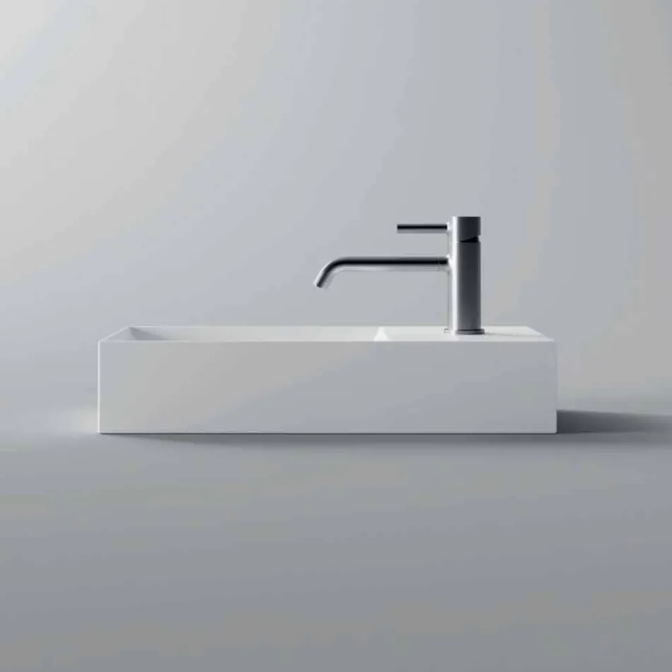 Lavabo rectangular sobre encimera de cerámica Made in Italy - Act Viadurini