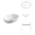 Lavabo ovalado de encimera en cerámica blanca con diseño moderno - Papavero Viadurini