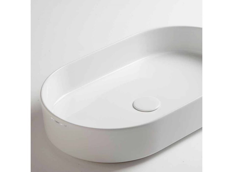 Lavabo sobre encimera oval de cerámica de diseño moderno hecho en Italia - Dable Viadurini