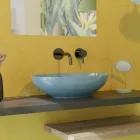 Lavabo sobre encimera ovalado de cerámica brillo L 50 cm Made in Italy - Ferry Viadurini