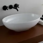 Lavabo sobre encimera ovalado de cerámica brillante Made in Italy - Ferry Viadurini