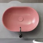 Lavabo sobre encimera ovalado de cerámica mate Made in Italy - Nelly Viadurini