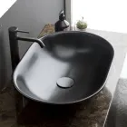 Lavabo sobre encimera ovalado de cerámica mate Made in Italy - Nelly Viadurini