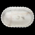 Lavabo sobre encimera ovalado para baño fabricado en mármol blanco - Cunzite Viadurini