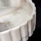 Lavabo sobre encimera ovalado para baño fabricado en mármol blanco - Cunzite Viadurini