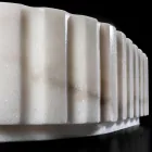 Lavabo sobre encimera ovalado para baño fabricado en mármol blanco - Cunzite Viadurini