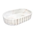 Lavabo sobre encimera ovalado para baño fabricado en mármol blanco - Cunzite