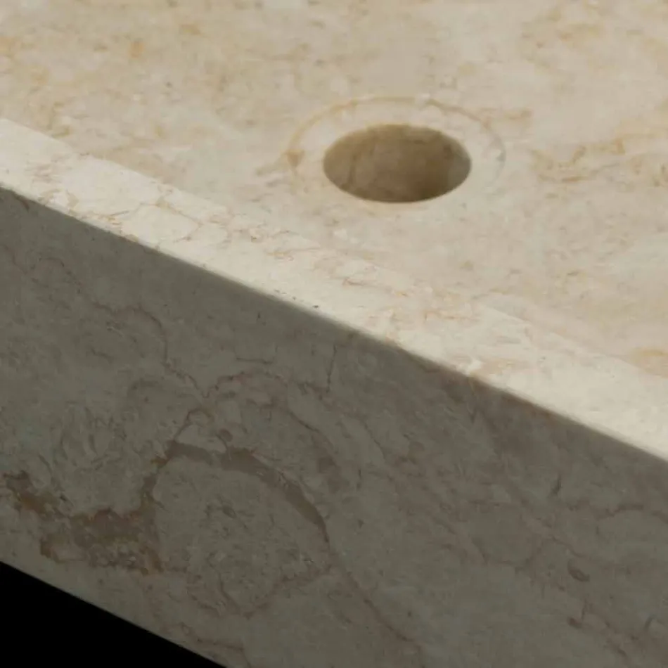 Lavabo sobre encimera blanco en piedra natural Jef, pieza única Viadurini