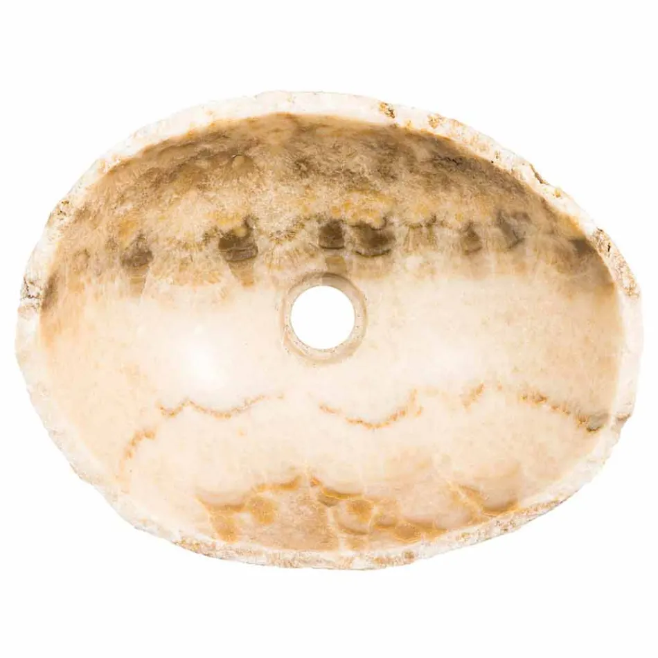 Lavabo sobre encimera hecho a mano de piedra de ónix - Barolo Viadurini