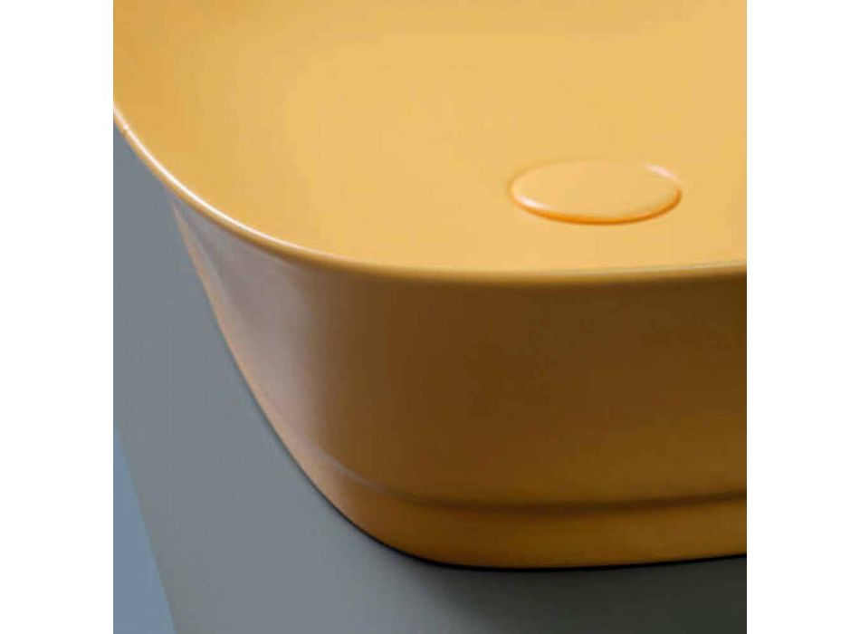Lavabo sobre encimera rectangular de cerámica Made in Italy - Zarro Viadurini