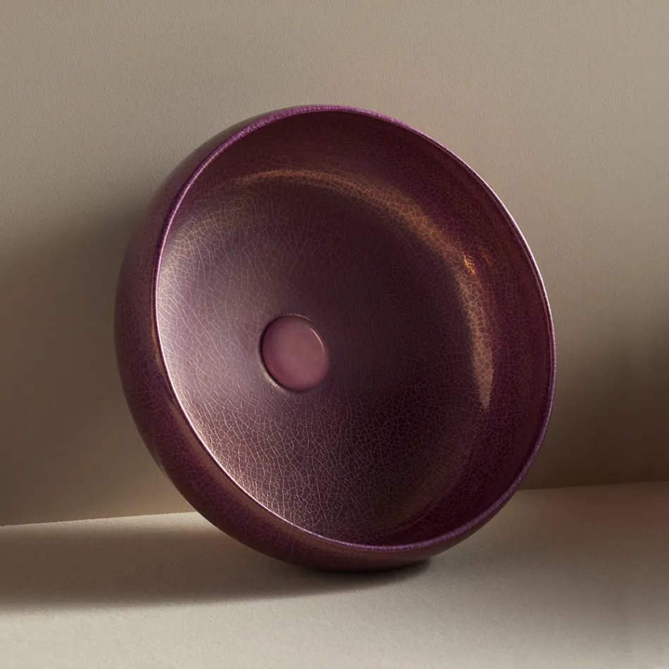 Lavabo de baño sobre encimera de arcilla refractaria Made in Italy - Tallone Viadurini