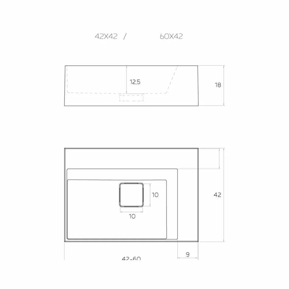 Lavabo cuadrado de diseño moderno hecho en Italia, Lavis Viadurini