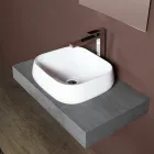 Lavabo cuadrado de cerámica blanca de diseño moderno para encimera - Papavero Viadurini