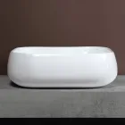 Lavabo cuadrado de cerámica blanca de diseño moderno para encimera - Papavero Viadurini