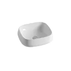 Lavabo cuadrado de cerámica blanca de diseño moderno para encimera - Papavero Viadurini