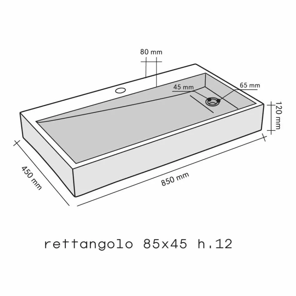Apoyo encimera rectangular en Negro Basalto Chao Viadurini