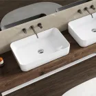 Lavabo rectangular de cerámica para encimera Aster con diseño moderno Viadurini