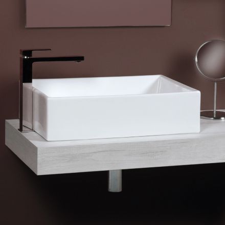 Lavabo rectangular de cerámica para encimera con diseño moderno - Papavero Viadurini
