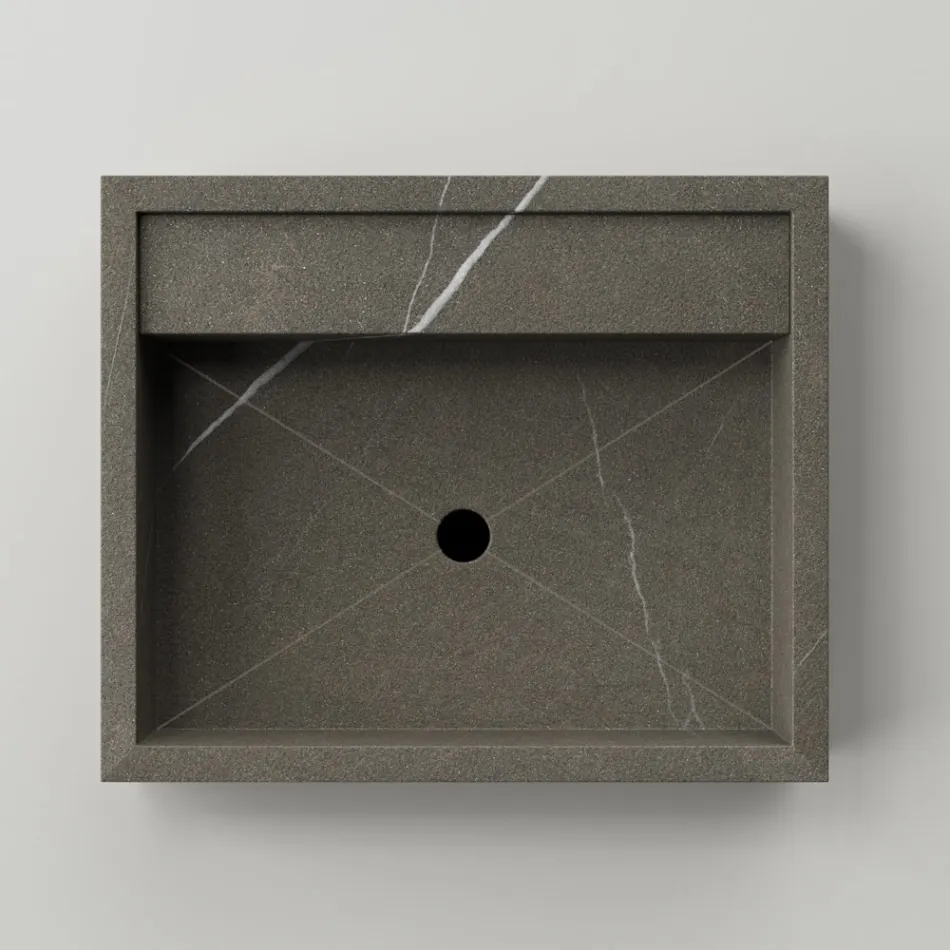 Lavabo sobre encimera rectangular en gres porcelánico Made in Italy - Cervia Viadurini