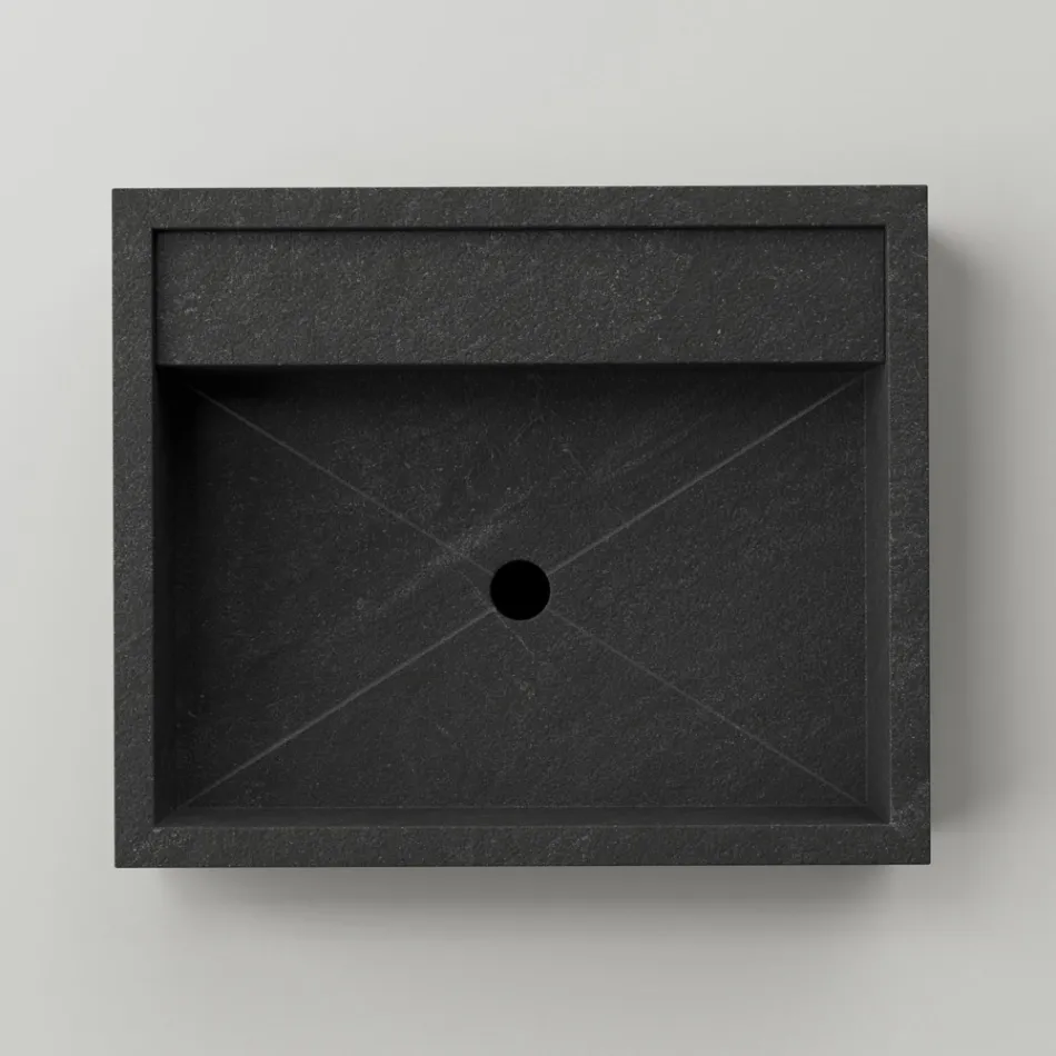 Lavabo sobre encimera rectangular en gres porcelánico Made in Italy - Cervia Viadurini