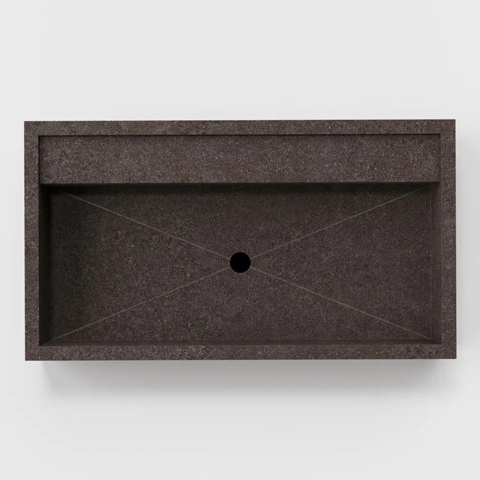 Lavabo sobre encimera rectangular en gres porcelánico Made in Italy - Cervia Viadurini