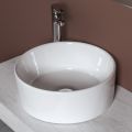Lavabo redondo de encimera en cerámica blanca y diseño moderno - Papavero
