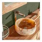 Lavabo sobre encimera redondo en puro Onyx Unique Design - Ramiro Viadurini