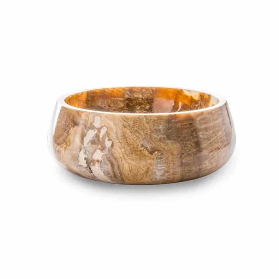 Lavabo sobre encimera redondo en puro Onyx Unique Design - Ramiro Viadurini