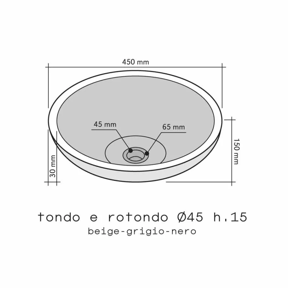 Encimera redondo Apoyo Piedra Negro Raw Natural Fuera Pai Viadurini