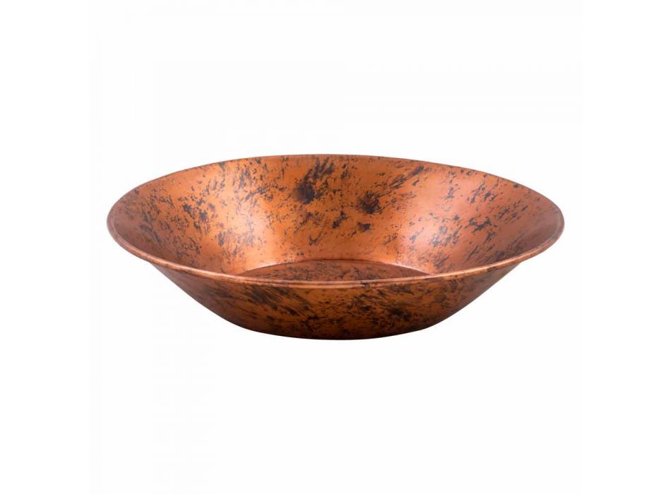 Lavabo sobre encimera redondo hecho a mano en cobre, Palosco Viadurini