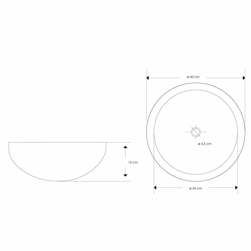 Lavabo sobre encimera redondo hecho a mano en mármol blanco - Lino Viadurini