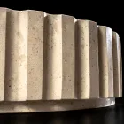 Lavabo sobre encimera redondo fabricado en mármol travertino - Cattleya Viadurini