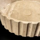 Lavabo sobre encimera redondo fabricado en mármol travertino - Cattleya Viadurini