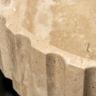 Lavabo sobre encimera redondo fabricado en mármol travertino - Cattleya Viadurini