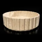 Lavabo sobre encimera redondo fabricado en mármol travertino - Cattleya Viadurini