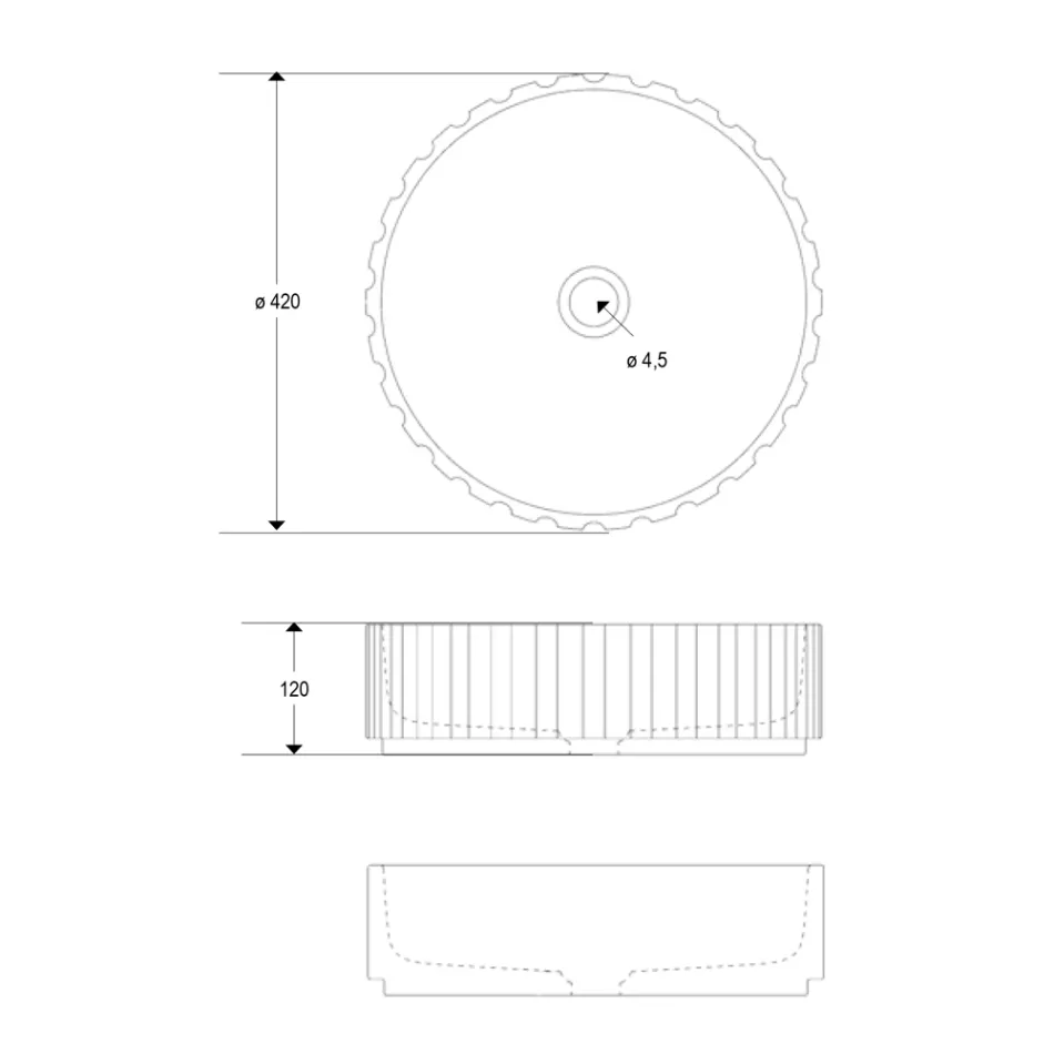 Lavabo sobre encimera redondo fabricado en mármol travertino - Cattleya Viadurini
