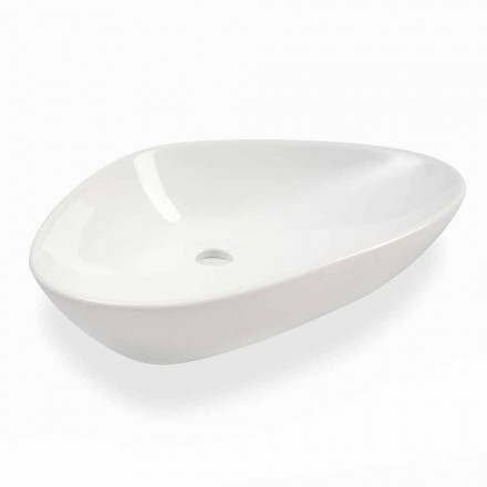 Lavabo sobre encimera en forma de cerámica blanca Made in Italy - Hamburg Viadurini